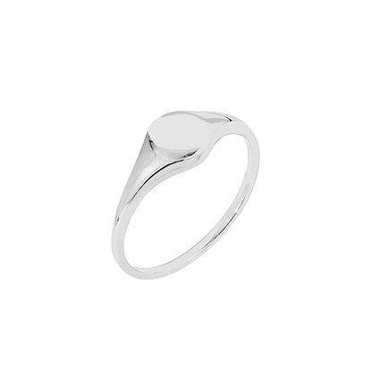 Amazon Essentials 14K Plated Sterling Silver Round Signet Ring - color: Silver, size: 8, style: Round