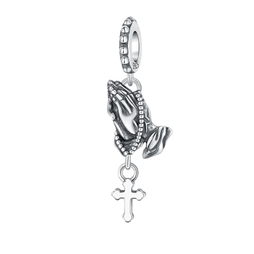 CYCUFF 925 Sterling Silver Charms Suitable for Charm Necklaces, Bracelet Pendants Beads Jewellery Gift for Women - color: Praying Hands Charm
