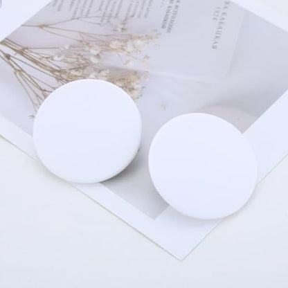 Acrylic Large Round Earrings Tortoise Shell Resin Big Circle Earrings Brown Acrylic Leopard Studs Large Round Disc Studs Jewelry for Women - color: White