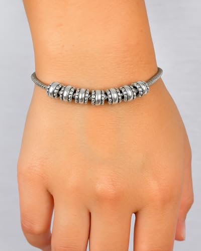 Sexy Sparkles European Spacer Beads for Charm Bracelets – 10 Pcs Silver Tone Beads, Compatible With European, Biagi, Chamilia, and Troll Chains, Hole Size 4.8mm
