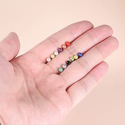 AoedeJ Colorful Pearl Stud Earrings - Small Pearl Earrings Set in Stainless Steel for Women - color: 4mm
