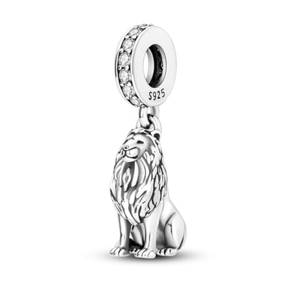 925 Silver Charm for Bracelets Animal Pet Insect Series Women Jewelry Gift - color: Silver Lion