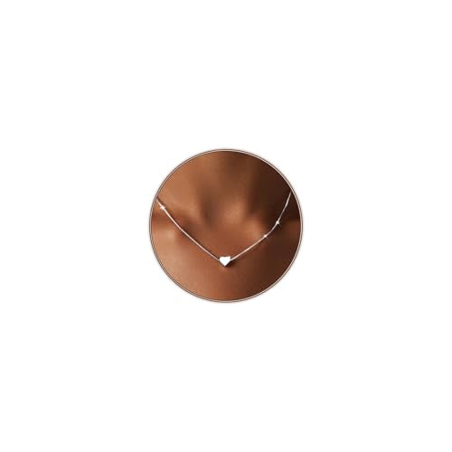 Airmb Heart Necklace for Women Gold/Silver Plated Trendy Heart Choker Lover Pendant Hypoallergenic Fashion Gold/Silver Necklace for Women Love Jewelry Gift for Women Girlfriend - color: Box-Chain-Silver