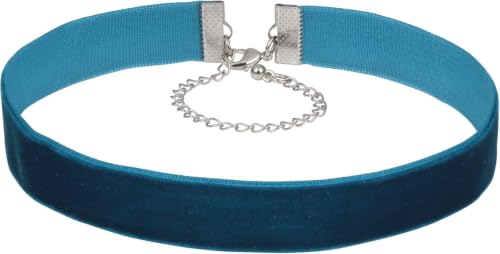 Velvet Choker Necklace for Women Goth Halloween Y2K Ribbon Collar Set - color: Cyan Blue-0.6''-20pcs