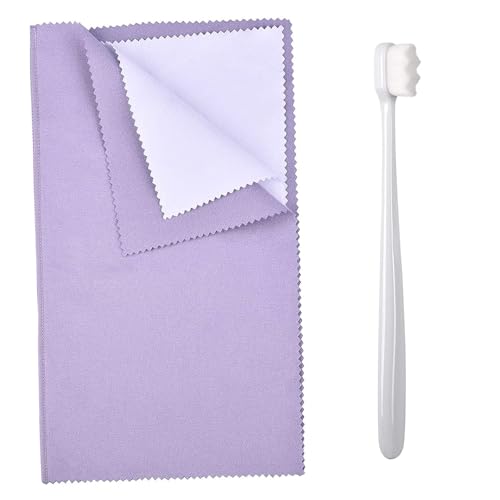 Syyflibb Polishing Cleaning Cloth for Gold, Silver, and Platinum Jewelry, – 1 Ultra-Soft Brushes Wave,Rings & Chains | Tarnish Removal (Black) (Purple) - color: Purple
