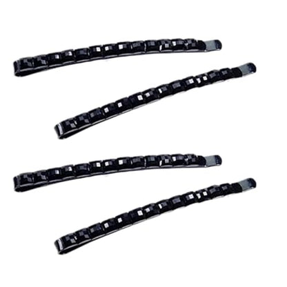 4Pcs Black Rhinestone Bobby Pins, Black Bobby Pins，Sparkly Crystal Diamond Hair Pins for Women, Metal Decorative Hair Barrettes for Decoration Hair Accessories