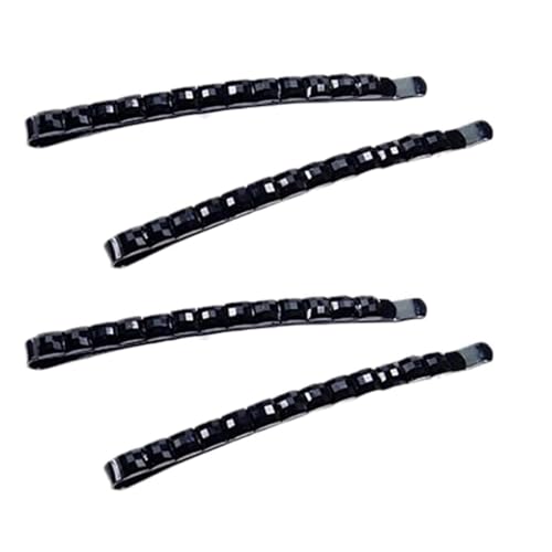 4Pcs Black Rhinestone Bobby Pins, Black Bobby Pins，Sparkly Crystal Diamond Hair Pins for Women, Metal Decorative Hair Barrettes for Decoration Hair Accessories