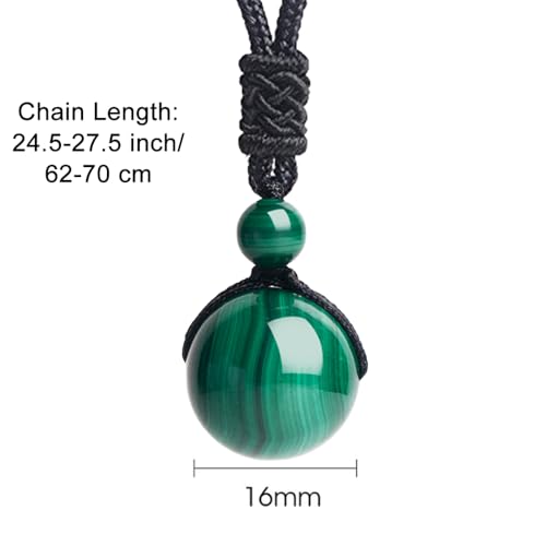 Anjiucc Natural Gemstone Healing Crystals Necklace, Adjustable Chakra Beads Pendant for Women Men, Protection, Energy Balance - color: Malachite