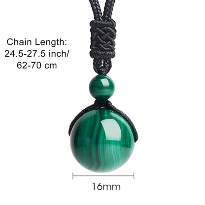 Anjiucc Natural Gemstone Healing Crystals Necklace, Adjustable Chakra Beads Pendant for Women Men, Protection, Energy Balance - color: Malachite
