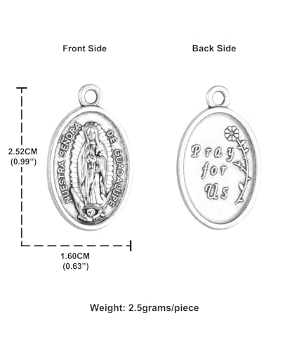 Saint Therese of Lisieux/Saint Mother Teresa of Calcutta/Divine Mercy Jesus/Mater Dolorosa Patron Saint Medal Charm Pendant for DIY Rosary Necklace Bracelet Jewelry Making Part - color: 30pcs-Our Lady of Guadalupe