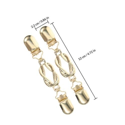 VALICLUD 2pcs Vintage Golden Alloy Cardigan Clips for Women, Elegant Shawl Clips with Chain, Wear-resistant Sweater Collar Clasps for Dresses and Shawls
