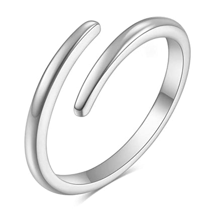 MYNENEY Pointed Classical Promise Ring Stainless Steel Thin Ring For Women - color: Open Twist-Silver, size: 8