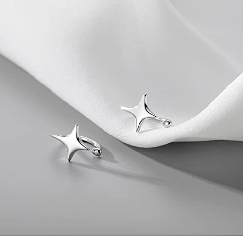 Reffeer Solid 925 Sterling Silver Star Cuff Earrings Cartilage Wraps for Women Teens Helix Earrings Star Clip On Earrings No Piercing - color: A-Silver