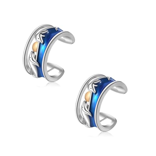 CHIC & ARTSY 925 Sterling Silver Ear Cuff Earrings Hypoallergenic Whales, Turtle No Piercing Ear Cuffs Earrings Adjustable Clip-on Earrings for Women - style: # Earcuff 5