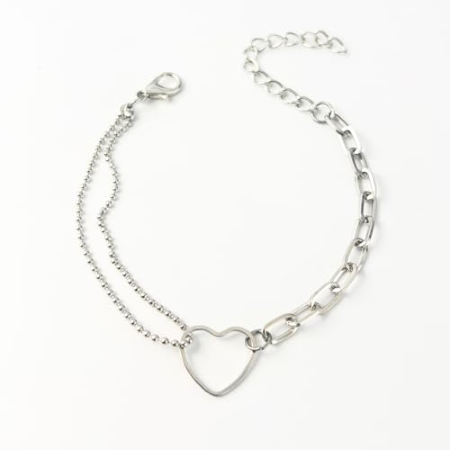 925 Sterling Silver Plated Heart Charm Bracelet for Women - Dainty Chain Love Gift Idea - style: Style2