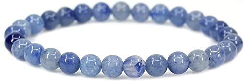 Angelstones Gemstones 6mm Round Beads Healing Crystal Bracelet for women | Natural Gemstone, Handmade Gifts for Women, Healing Crystal Round Beaded Stretch Bracelets, Unisex Jewelry for Women and Men - color: Blue Aventurine