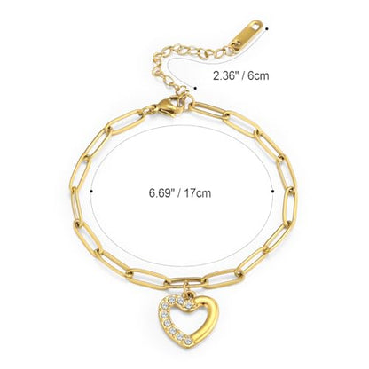 Emibele Heart Charm Bracelet for Women, Bible Verse Bracelet Stainless Steel 18K Gold Plated Bracelet Love Pendant Link Chain OT Clasp, Birthday Christmas Jewelry Gift for Mother Her - color: Gold Heart Pendant