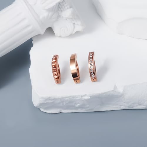 Vsnnsns 14G Clicker Belly Button Ring Piercing Jewelry 316L Stainless Surgical Steel Diamond CZ Navel Rings Clear CZ Clip Belly Button Ring Piercing Jewelry for Women Men 14 Gauge 10MM 12MM - color: 12MM-Rose Gold