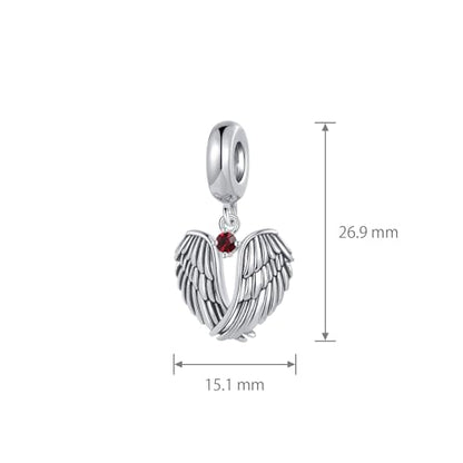 LSxAB Guardian Angle Wings Jan-Dec Birthstone Charm Compatible with Pandora Charms Bracelets for Women Charm - style: 01 Red