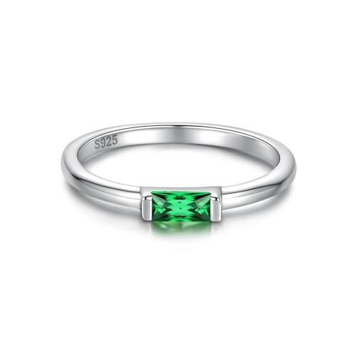 Sariel Birthstone Rings Jewelry 925 Sterling Silver Colorful Stackable Promise Ring for Women Wife Girlfriend Mom - color: May