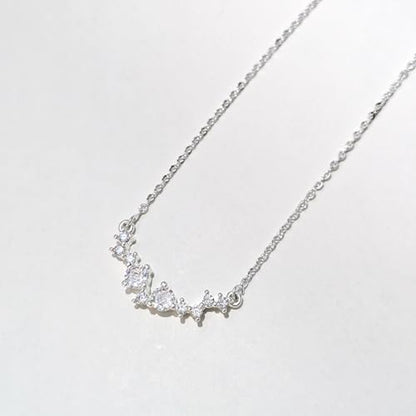 Zeffy Diamond Necklaces for Women, Dainty Gold Necklace 18k Gold Plated Layered Necklaces Simple Gold CZ Diamond Pendant Necklaces for Women Trendy Jewelry Gifts for Girls - color: Silver Multi CZ Necklace