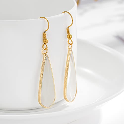 Boho Multiple Style Natural Stone Earrings for Women Unique Healing Gemstone Energy Hypoallergenic Lightweight Dangle Drop Earrings Multiple Styles Earrings Jewelry for Birthday Party Gift - style: White Opal