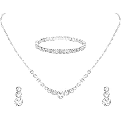 Crystal Wedding Jewelry Set, Necklace Earrings, for Accessories | Silver jewelry design, suitable almost occasions, non fading, non oxidizing, Valentine's Day gift, wedding jewelry sets - color: C
