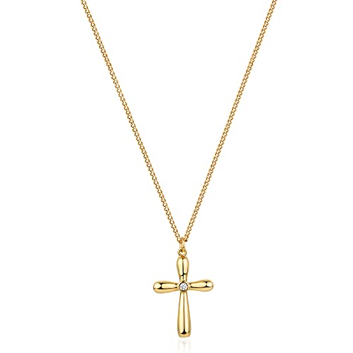 Fettero Cross Necklace for Women Faith Pendant 14K Plated Dainty Chain Necklaes Minimalist Simple Tiny God Lords Prayer Religious Jewelry - style: Balloon Cross