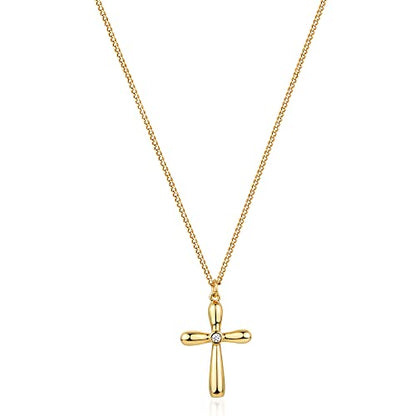 Fettero Cross Necklace for Women Faith Pendant 14K Plated Dainty Chain Necklaes Minimalist Simple Tiny God Lords Prayer Religious Jewelry - style: Balloon Cross