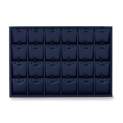 Oirlv 24-Grid Stackable Necklace Tray with Removable Inserts,Blue | 24 Necklace Sections,Removable Insert Cards,Anti-Tangle Design,Space-Saving Event Display,13.8×9.5Inch - color: Blue, size: 24 Grid Tray with Inserts