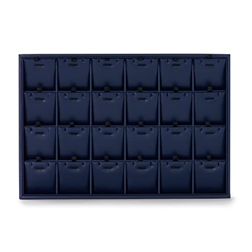 Oirlv 24-Grid Stackable Necklace Tray with Removable Inserts,Blue | 24 Necklace Sections,Removable Insert Cards,Anti-Tangle Design,Space-Saving Event Display,13.8×9.5Inch - color: Blue, size: 24 Grid Tray with Inserts
