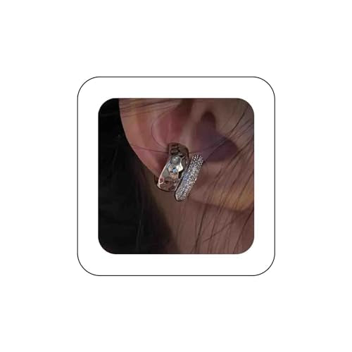 Vintage Crystal Ear Cuff Earrings Chunky Ear Cuff Hoop Earring Wide Gold Ear Cuff Earrings Rhinestone Cartilage Non Piercing Earrings Jewelry for Women