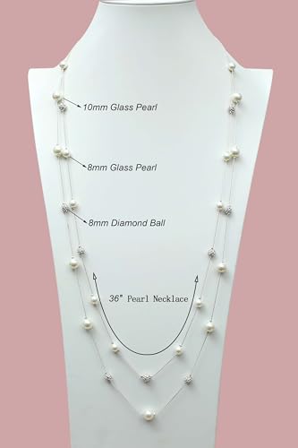 S SUSANN Costume Layered Twisted Gold Pearl Necklace Choker Chunky Glass Statement Pearl Necklace and Earring set, good gift for women Faux pearl necklace set - style: long brass chain pearl bead necklace