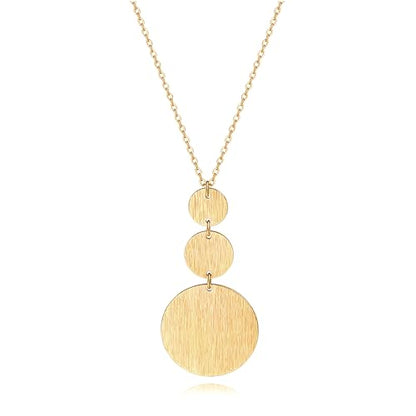 PEARLADA 18k Gold Plated Chain Long Necklace, Boho Sweater Necklace for Women, Geometric Pendant Y Necklace - color: Discs