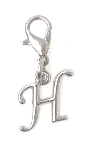 Initial Italic Cursive Stainless Steel Clasp Clip on Charm Graduation Cap Tassel Event Party Invitation Card Baby Shower Birthday Thank You Celebration Personalized Congratulations Choice of 26 Letters - style: Letter H