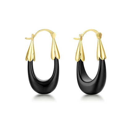 Acrylic Hoop Earrings for Women, Gold Plated Resin Chunky Hoops, Lightweight Teardrop Oval Round Drop Earrings Hypoallergenic Fun Fashion Trendy Jewelry