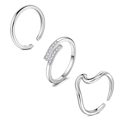 MODRSA Toe Rings for Women Toe Rings and Anklets for Women Toe Ring Adjustable Toe Rings Silver Rose Gold - color: D1-toe rings -3pcs silver