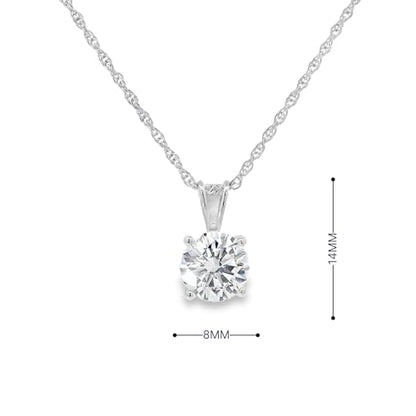 Amazon Essentials Plated Sterling Silver Cubic Zirconia Round Cut Solitaire Pendant Necklace, 18" - color: Platinum, size: 8 mm