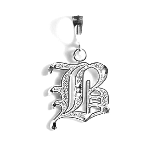 Personalized Gothic Old English Sterling Silver Initial A-Z Pendant. - style: B