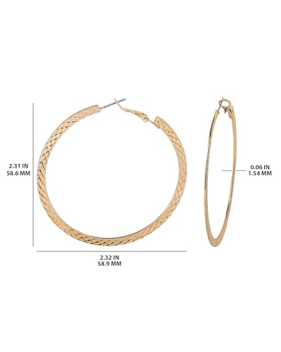 Jessica Simpson Womens Hoop Earrings - Silver-Tone or Gold-Tone Hoop | Earrings for Women - color: Gold Flat Omega