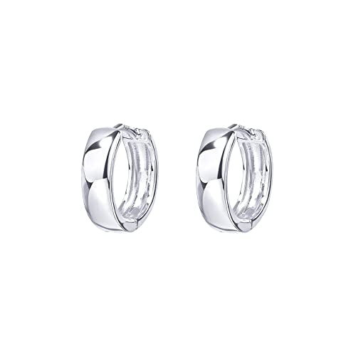 PAVOI 14K Gold Plated 925 Sterling Silver Post Huggie Earrings - Small Hoop Earrings for Women - style: White