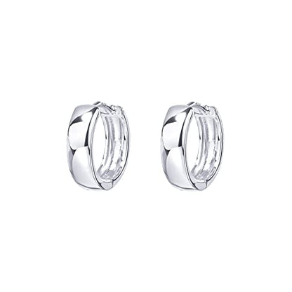 PAVOI 14K Gold Plated 925 Sterling Silver Post Huggie Earrings - Small Hoop Earrings for Women - style: White