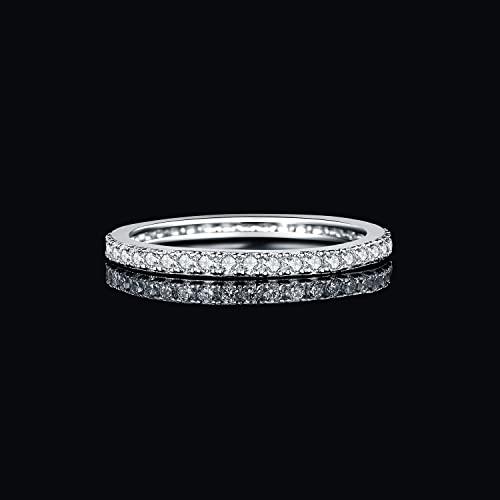 JewelryPalace 6 Stone Cubic Zirconia Half Eternity Stackable Wedding Rings for Women, 14K White Yellow Rose Gold Plated 925 Sterling Silver Promise Rings for Her, Simulated Diamond Wedding Band Ring - color: G-eternity-sterling silver Brass