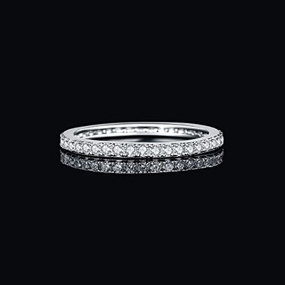 JewelryPalace 6 Stone Cubic Zirconia Half Eternity Stackable Wedding Rings for Women, 14K White Yellow Rose Gold Plated 925 Sterling Silver Promise Rings for Her, Simulated Diamond Wedding Band Ring - color: G-eternity-sterling silver Brass