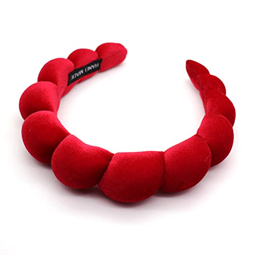 Headbands for Women Girls, Fashion Wide Headband Yoga Workout Head Bands Hair Accessories, Padded Fabric Hair Bands Red Velvet Headband, Red - color: Red