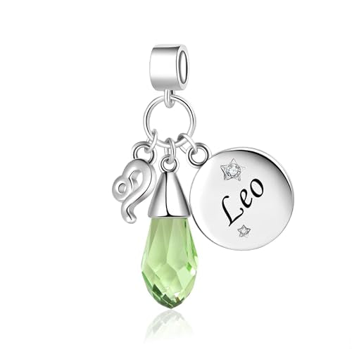 LSxAB Birthday Birthstone Zodiac Sign Charm Compatible with Pandora Charms Bracelets for Women - style: 08 Leo