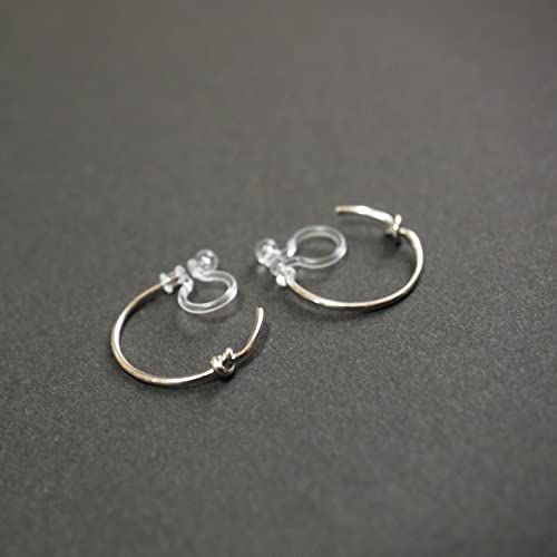 Hoop Invisible Clip On Earrings for Women Not Pierced Gold Small Twisted Hoop Comfortable Silver Large Clip On Earrings - color: Silver