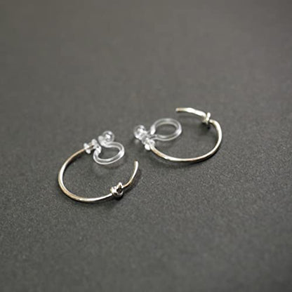 Hoop Invisible Clip On Earrings for Women Not Pierced Gold Small Twisted Hoop Comfortable Silver Large Clip On Earrings - color: Silver