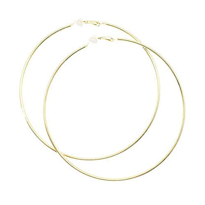 Extra Large Non Pierced Earrings for Women Men - Big Round Circle Clip On Huggie Hoop Earrings Nickel Free - color: Gold