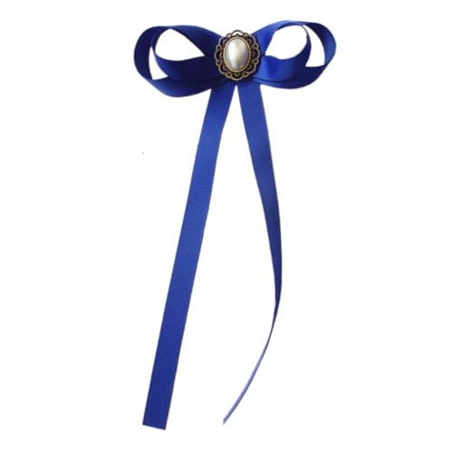 FASELE JKQBUX Women's Brooch Pin pearl Jk preppy style Pre Neck Tie Wedding Party Bow for Women Student Bow Tie accessory - color: Royalblue